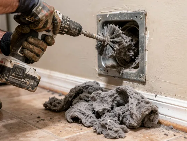 Certified Town 'n' Country Dryer Vent Cleaning technician performing dryer vent cleaning in Town 'n' Country
