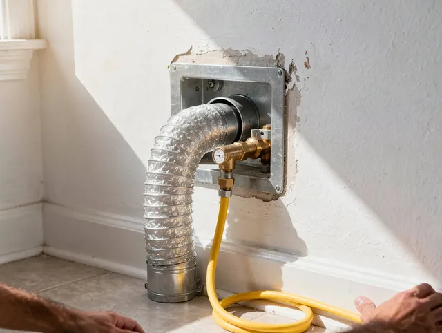 Town 'n' Country Dryer Vent Cleaning certified technician performing specialized gas dryer vent cleaning in Town 'n' Country